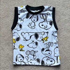 Peanuts White Tank with Black Trim and Yellow Woodstock Accent